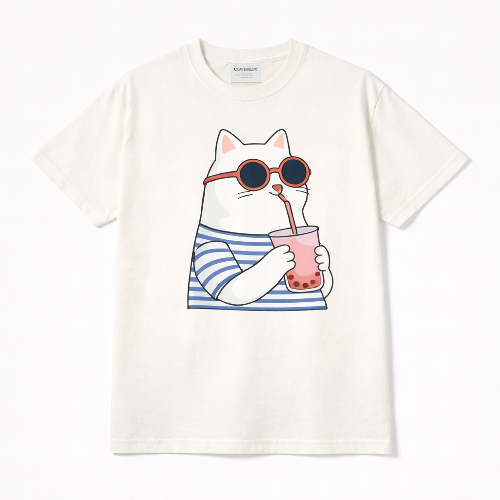 Boba Cat Oversized Graphic Tee