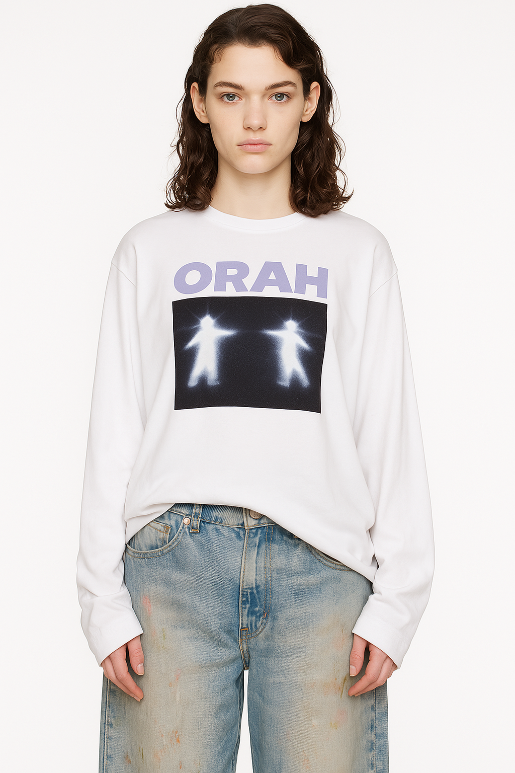 ORAH RISING White Relaxed Fit Logo T-shirt