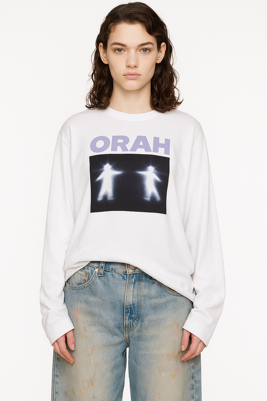 ORAH RISING White Relaxed Fit Logo T-shirt
