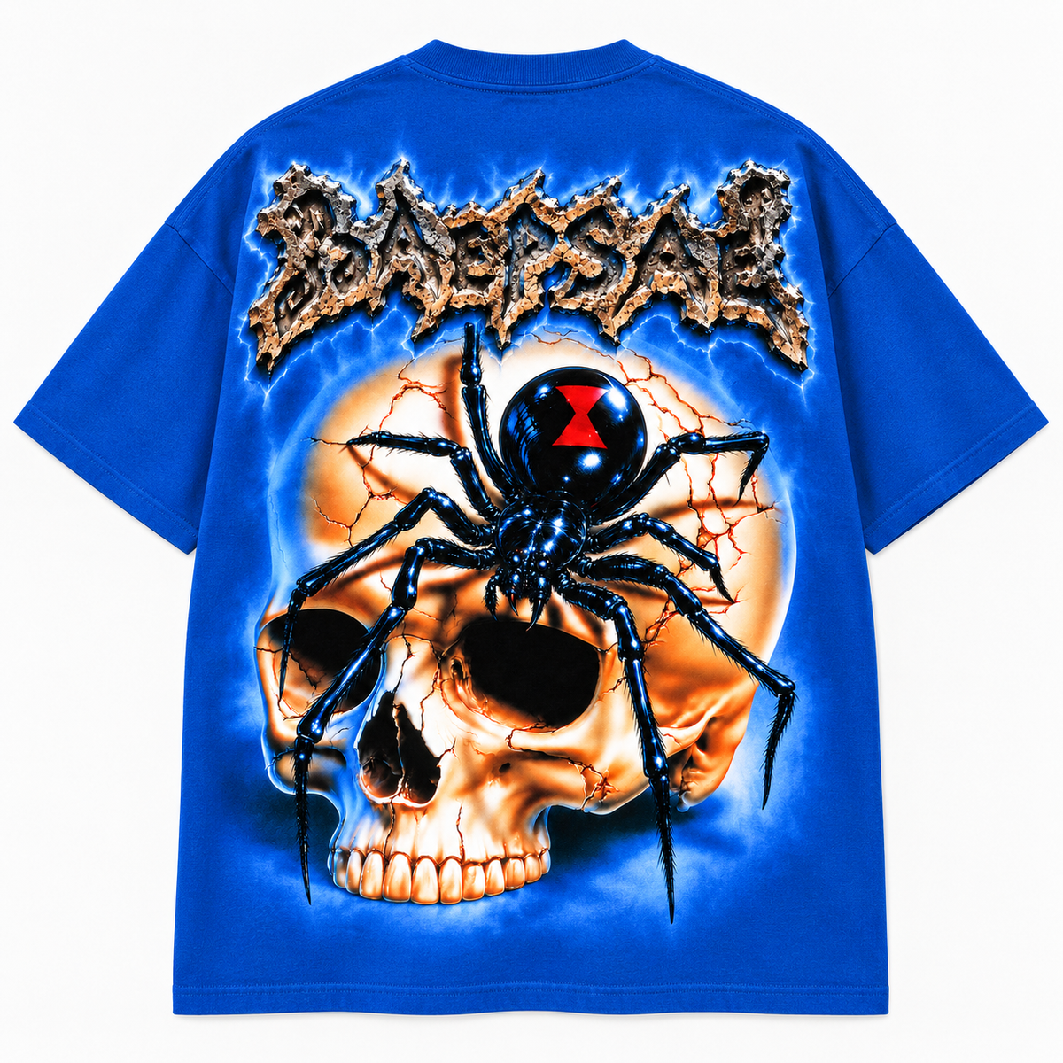 BAEPSAE Widow Skull Heavyweight Oversized Graphic Tee – Royal Blue