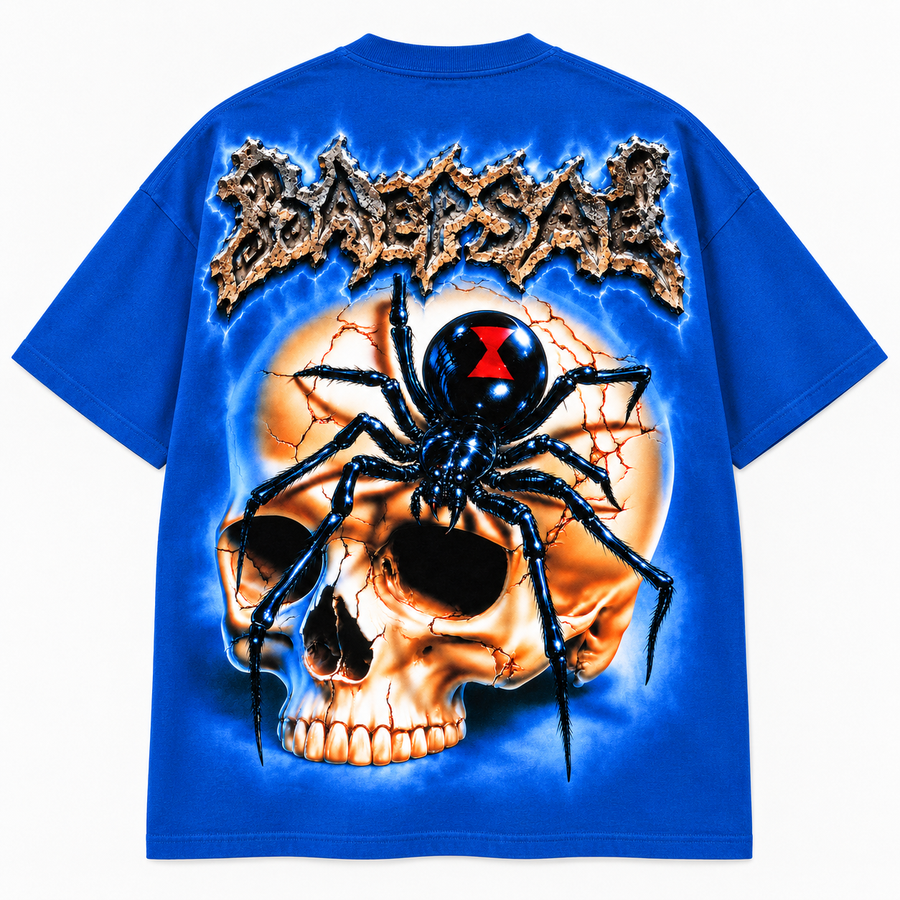 BAEPSAE Widow Skull Heavyweight Oversized Graphic Tee – Royal Blue
