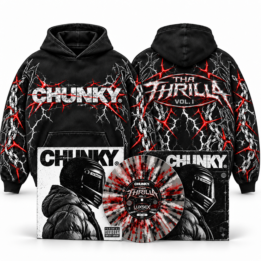 CHUNKY THA THRILLA Vol. 1 limited edition vinyl and black graphic hoodie bundle