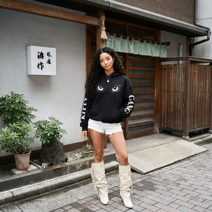 Kitty Gang Cat Eyes Sleeve Hoodie lifestyle