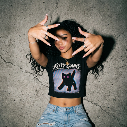 Kitty Gang Glitch Cat Baby Tee Lifestyle