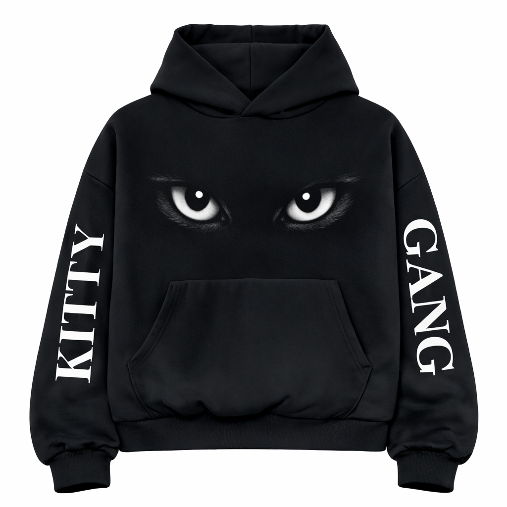 Kitty Gang Hoodie Black Flat