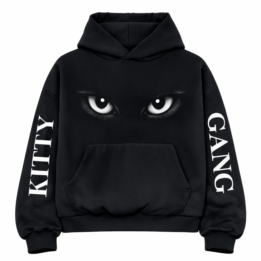 Kitty Gang Hoodie Black Flat