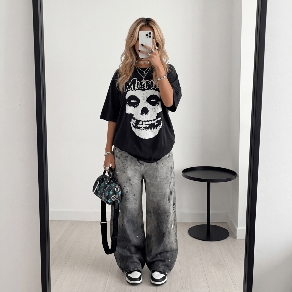 Midnight Misfit Oversized Skull Tee lifestyle