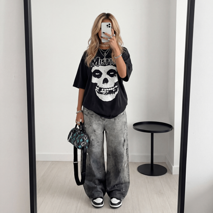 Midnight Misfit Oversized Skull Tee lifestyle