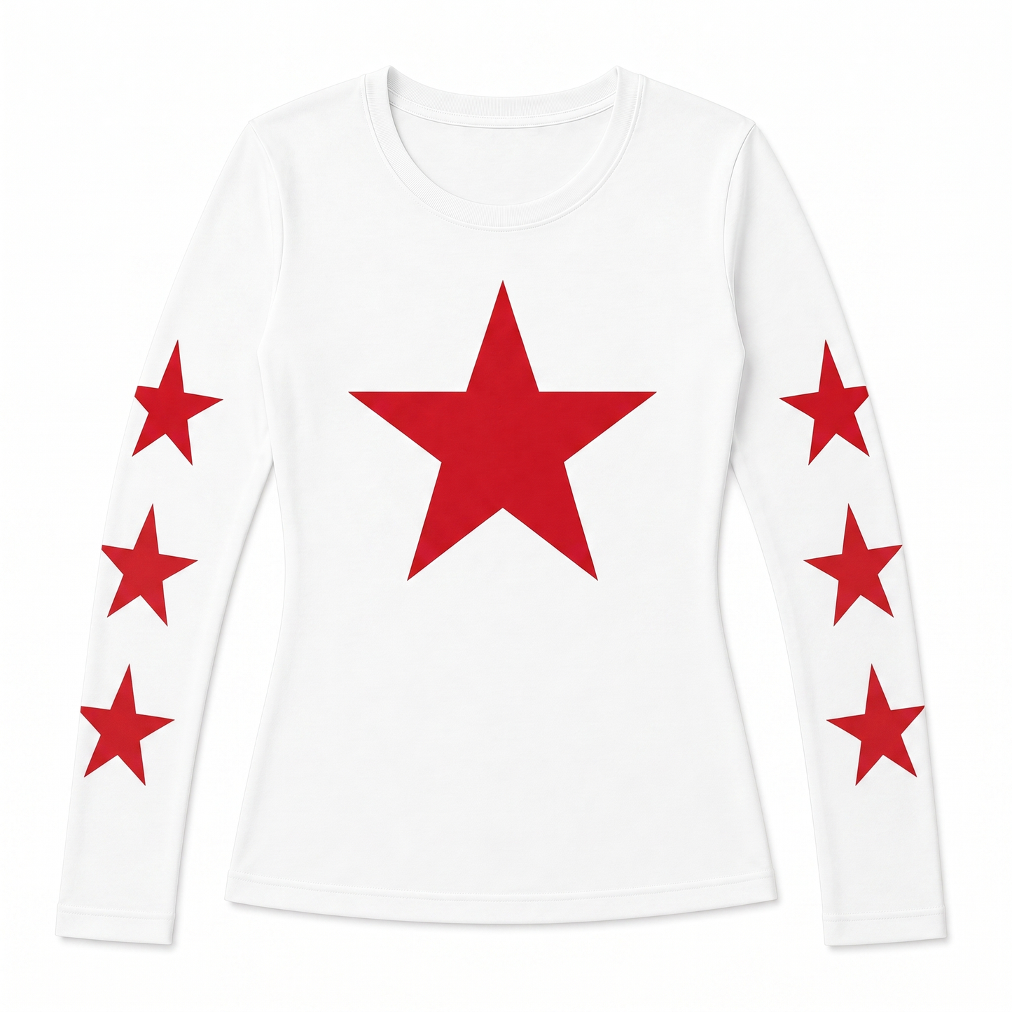 Stellar Star Long Sleeve — WhiteRed flat
