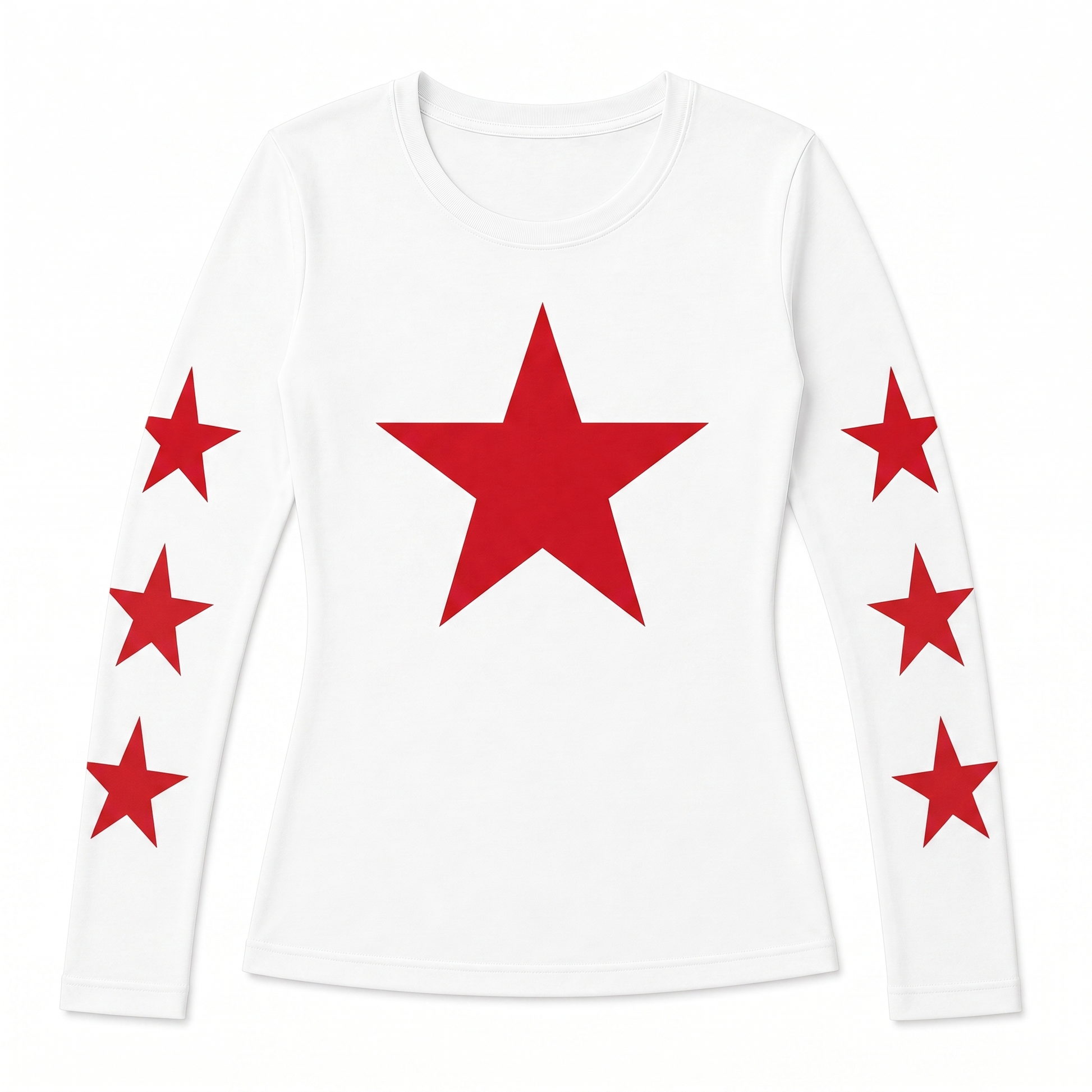 Stellar Star Long Sleeve — WhiteRed flat