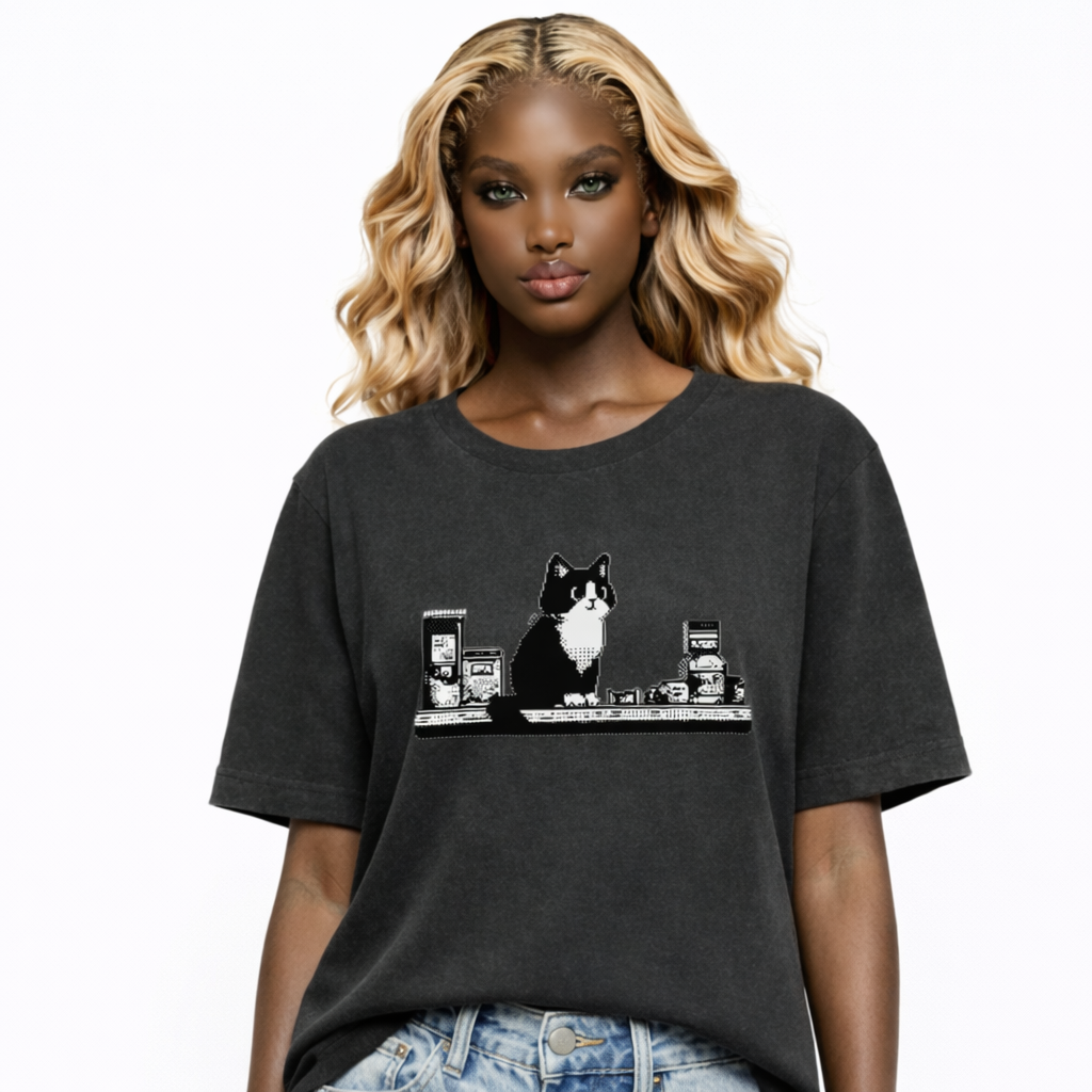 Midnight Cat Oversized Vintage T-Shirt