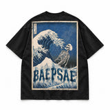 Back of BAEPSAE Dead Tide tee with jumbo skeleton wave artwork