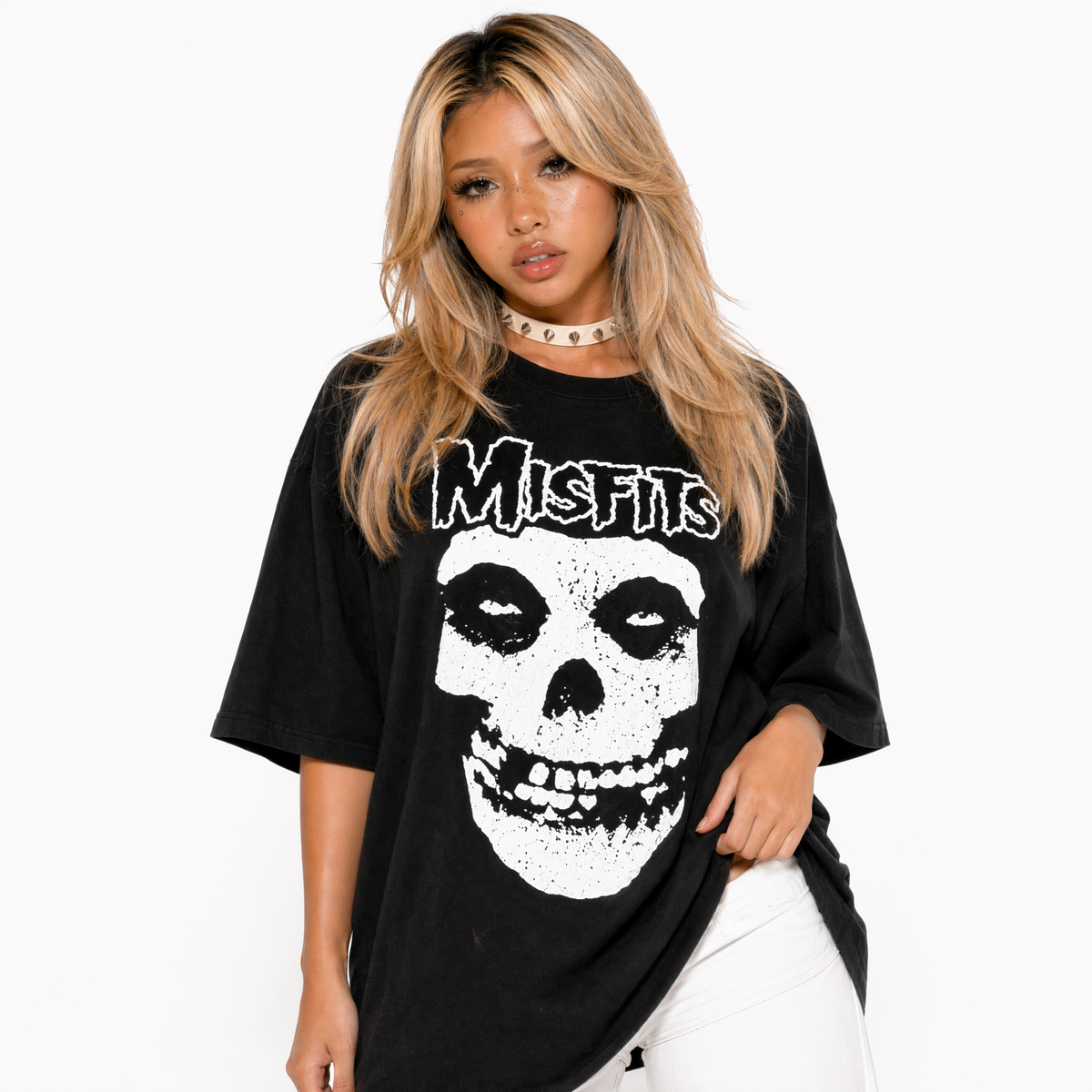 oversized black skull graphic t shirt women streetwear