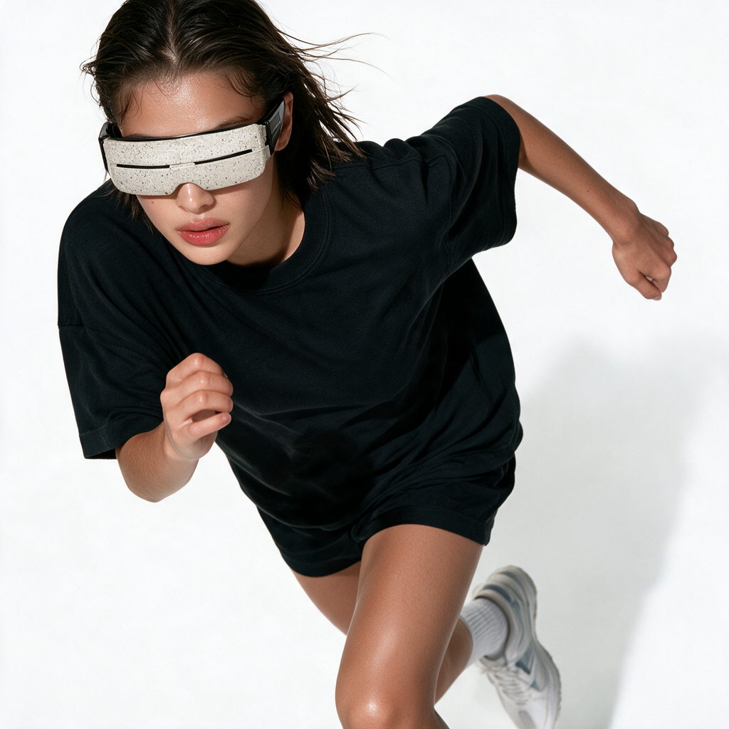 BAEPSAE VEIL 01 futuristic eyewear styled in dark editorial campaign