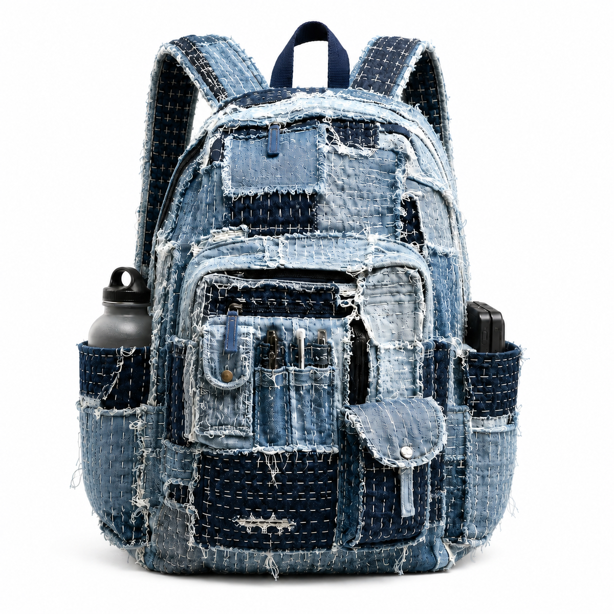 BAEPSAE Boro Utility Backpack — Indigo Patchwork