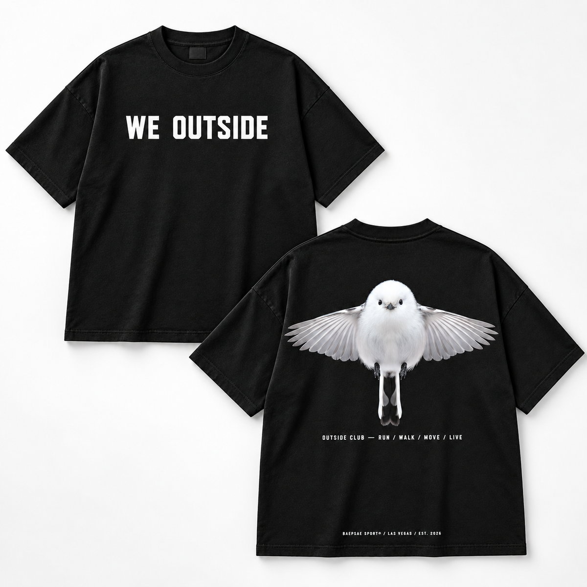 We Outside Run Club Shirt – Oversized Black Tee | BAEPSAE