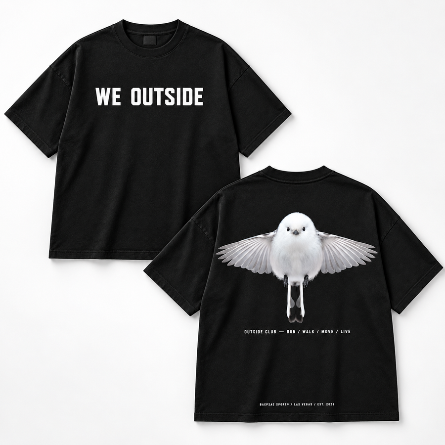 We Outside Run Club Shirt – Oversized Black Tee | BAEPSAE
